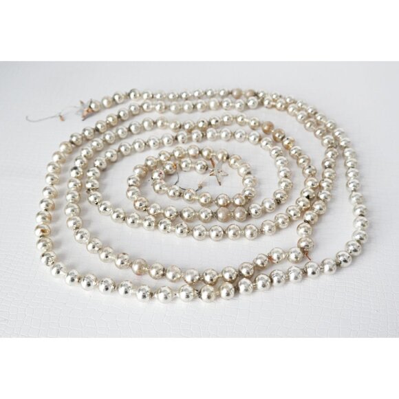 Antique 1930s Mercury Glass Christmas Silver Garland 98" Long Japan Lot D - Picture 6 of 6